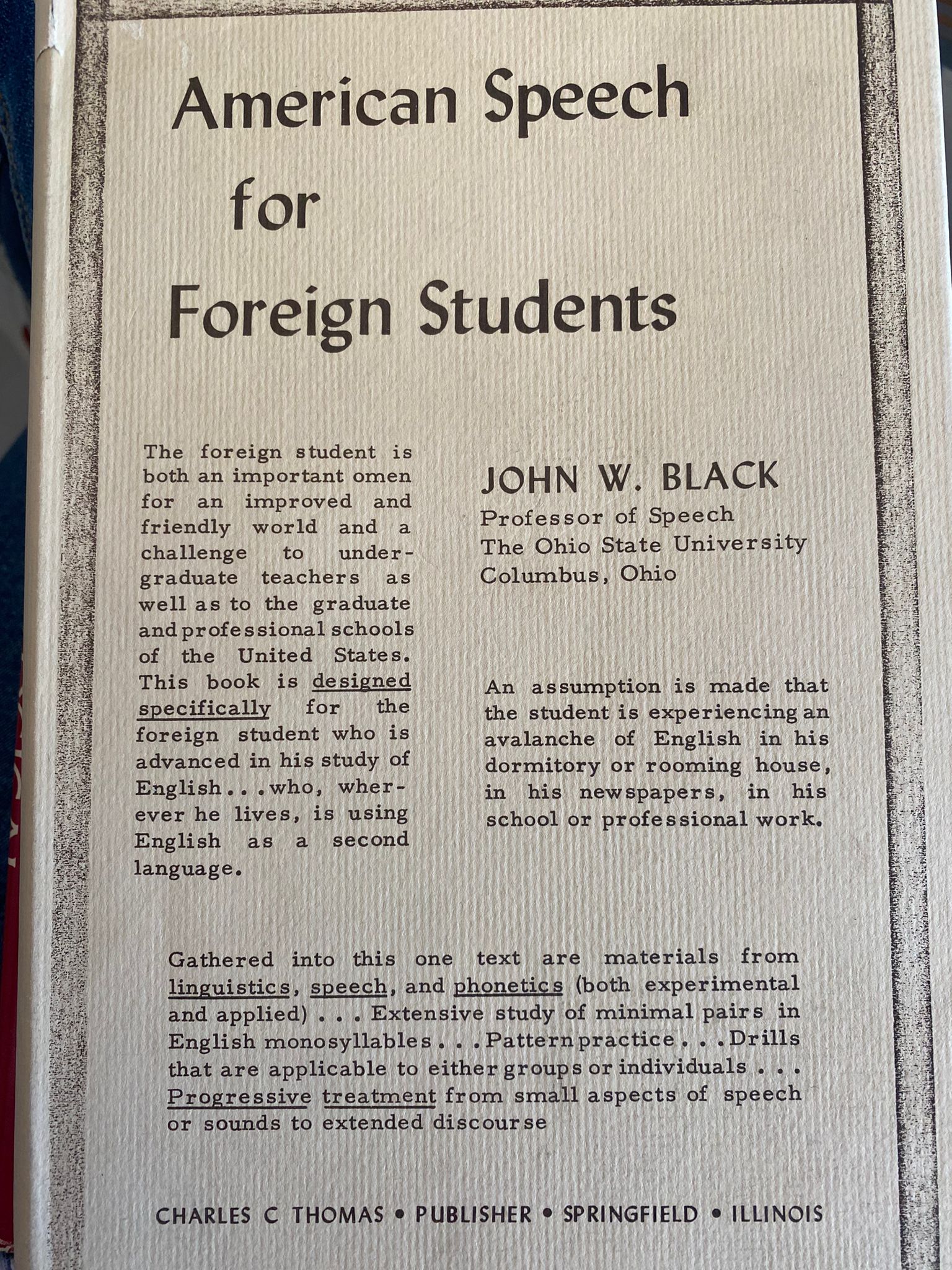 Copertina di American Speech for Foreign Students